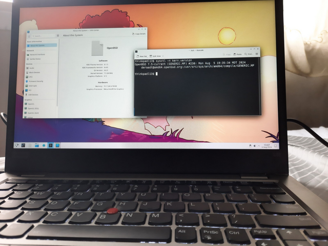ThinkPad running OpenBSD 7.5 -current KDE6